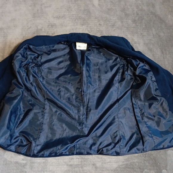 100% Wool Vintage Navy Blue Jacket, Single Button With Hip Pockets Women's 10 - Picture 7 of 8